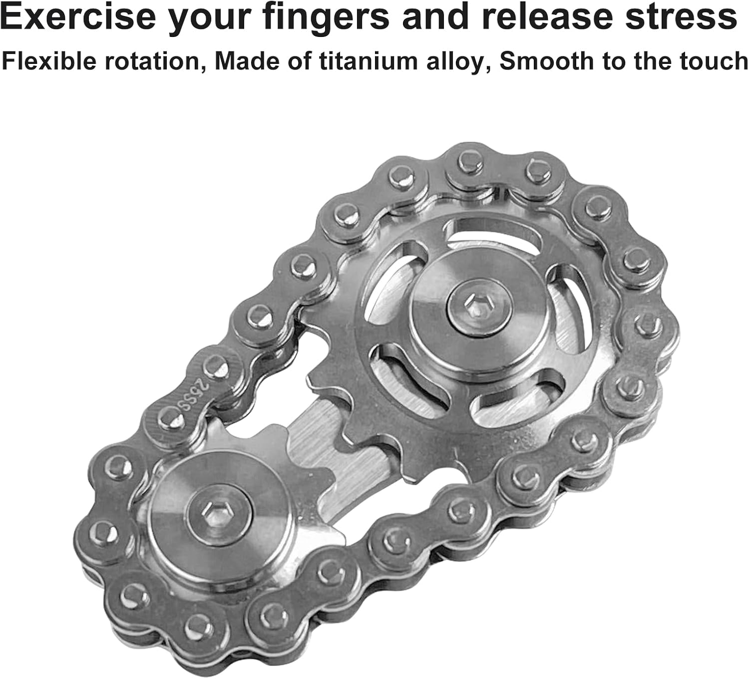Bike Chain Gear Fidget Spinner, Metal Sprocket Chain Fidget Toy, Stress Anxiety Relief Fidget Toy, Stainless Steel Durable Mechanics W/Smooth Bearings EDC Novelty Toy (Silver)