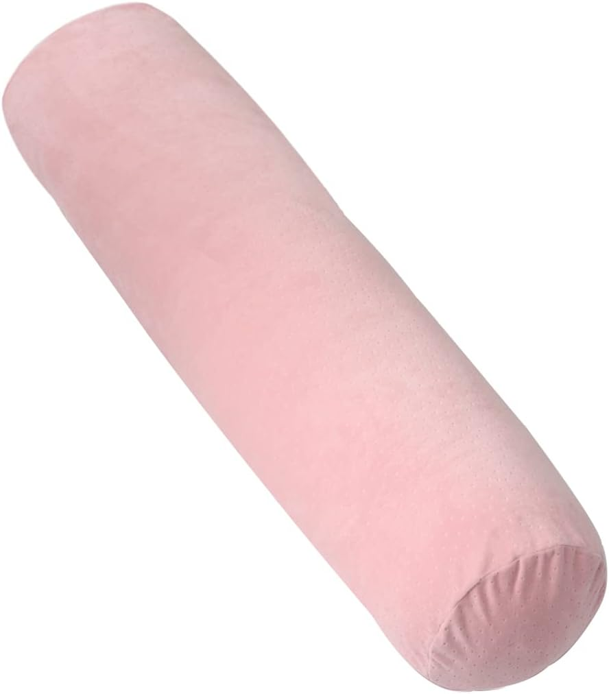 Body Pillow for Adults, Bolster Pillow with Removable Velour Cover, Long round Roll Cylinder Pillow for Bed, 47" X 7.87", Pink