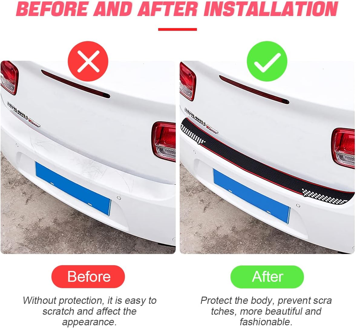 Car Rear Bumper Guard Protector, Universal Black Rubber Anti-Scratches/Slip Trunk Door Protective Pad for Most Cars, Auto Accessories for Men Women (Black) image number 4