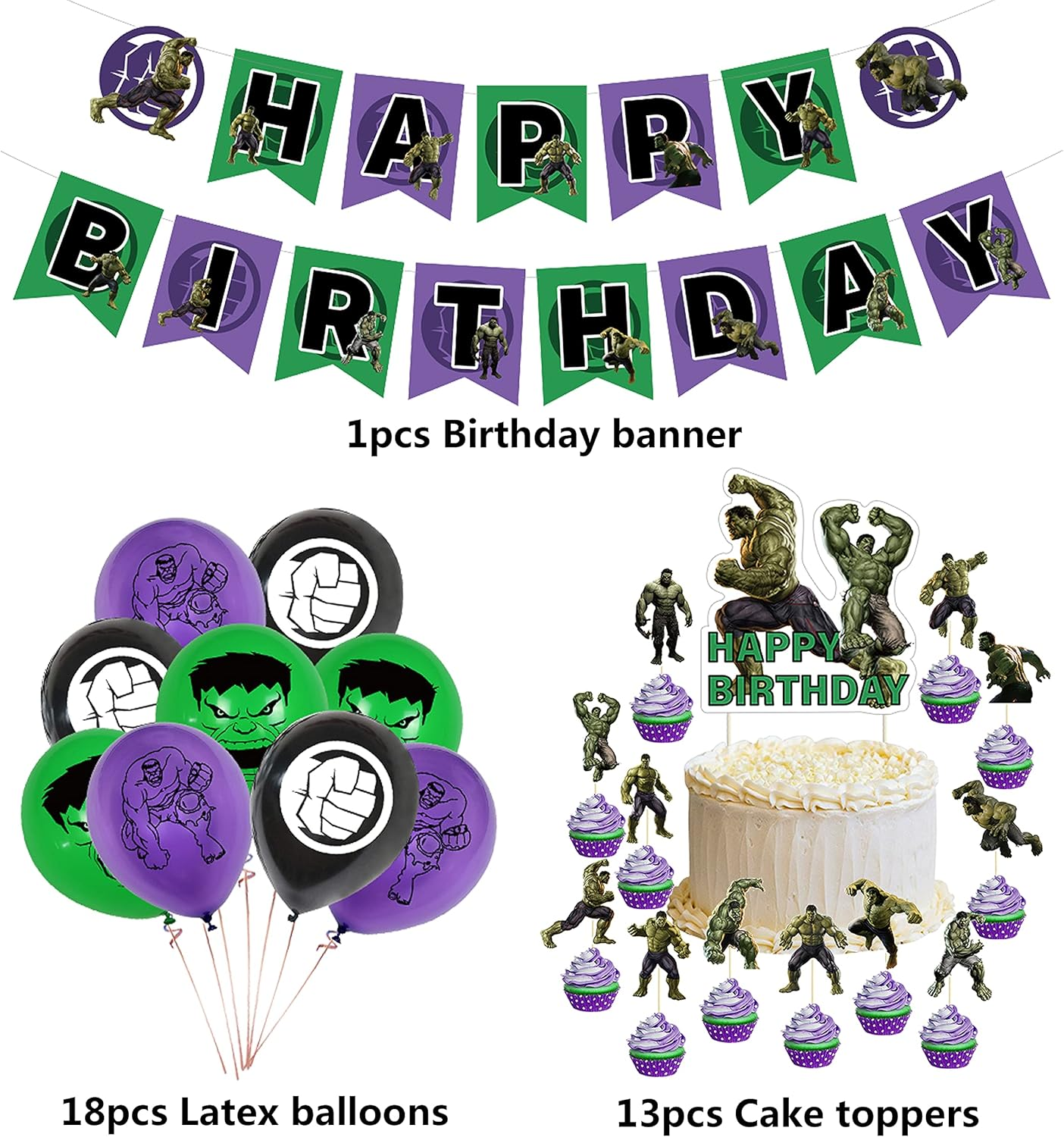 Party Supplies Hulk Cake Topper Hulk Birthday Decorations Hulk Balloons Hulk Birthday Cake Decorations Hulk Birthday Banner Hulk Party Decorations image number 1