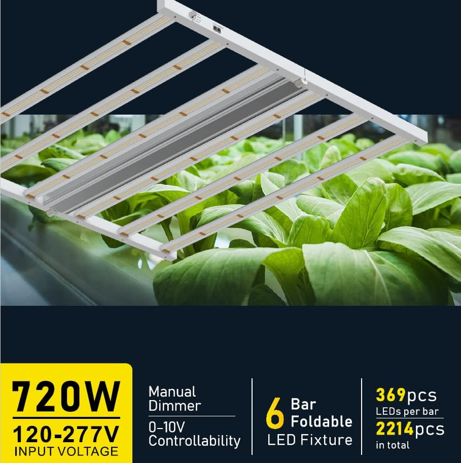 GROZY GR-E 720W LED Grow Light Bar Full Spectrum for Indoor Grow Tent Growing Flowering image number 3