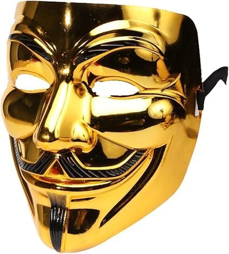 1PCS Guy Fawkes Mask -V for Vendetta， Anonymous Cosplay Party Mask for Halloween（Gold） image number 1