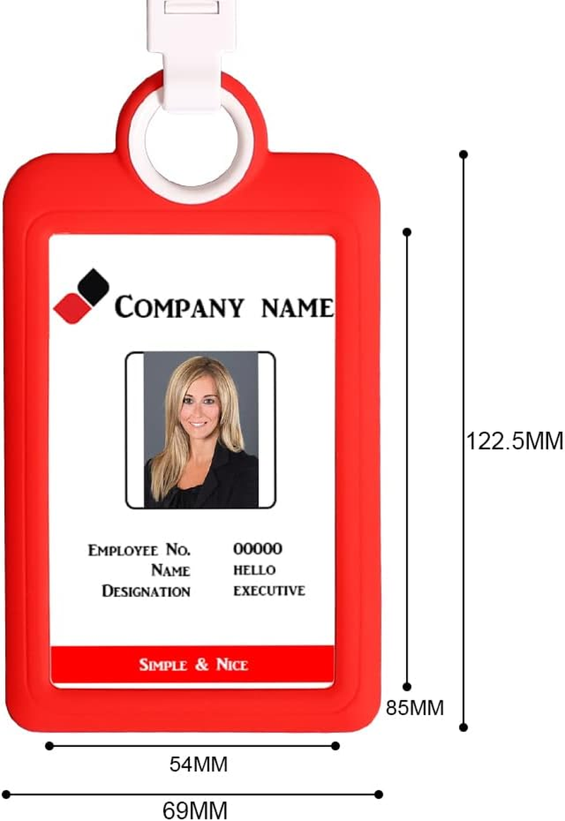 Badge Holder Silicone Horizontal ID Badge Card Holder with Lanyard Neck Strap Heavy Duty ID Card Business Card Offices Supplies Vertical &hellip; image number 6