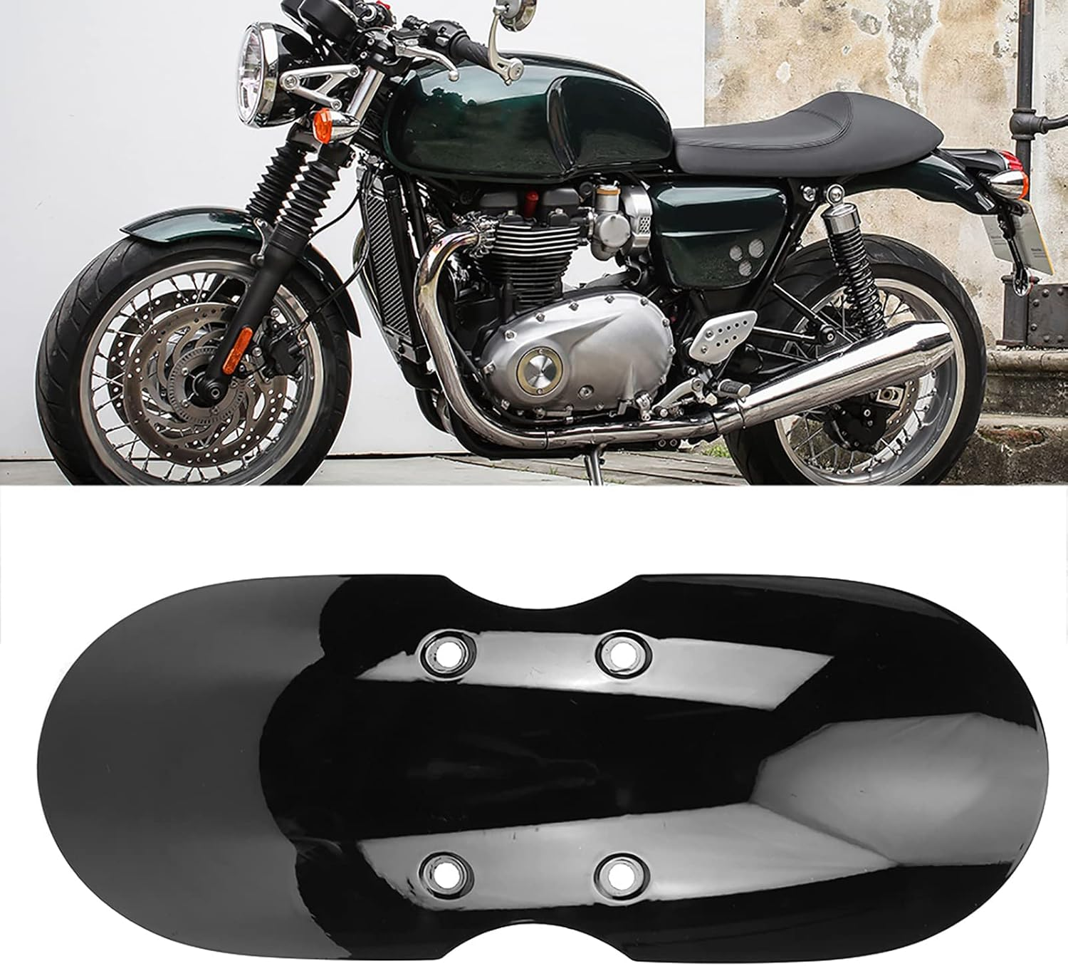 Motorcycle Front Fender Mudguard for Bonneville T100 Thruxton 900 2001-2016 - ABS Black Direct Replacement Fender, Air Cooled Models(Glossy Black) image number 6