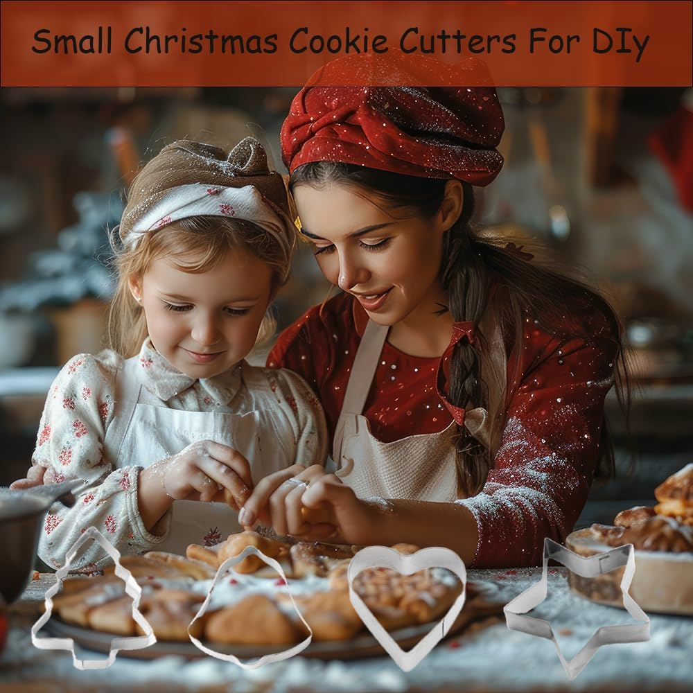 10 Sets Small Christmas Cookie Cutters,Christmas Tree Cookie Cutters for Kids,Christmas Deer, Christmas Socks, Christmas Bells, Christmas Snowman, for DIY Christmas Baking