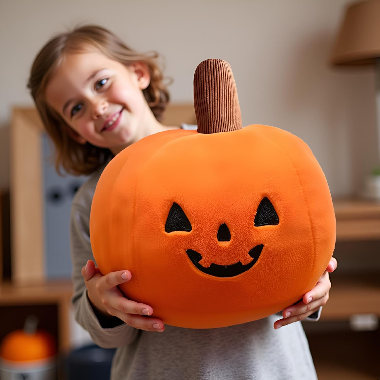 Ryttir 15.7 Inch Big Creative 3D Simulation Pumpkin Plush Pillow,Soft Cars Pillow Pumpkins Toy Outdoor Cushions for Car Owners,Clever Boy'S and Girl'S Room Decor, for Boys Kids image number 5