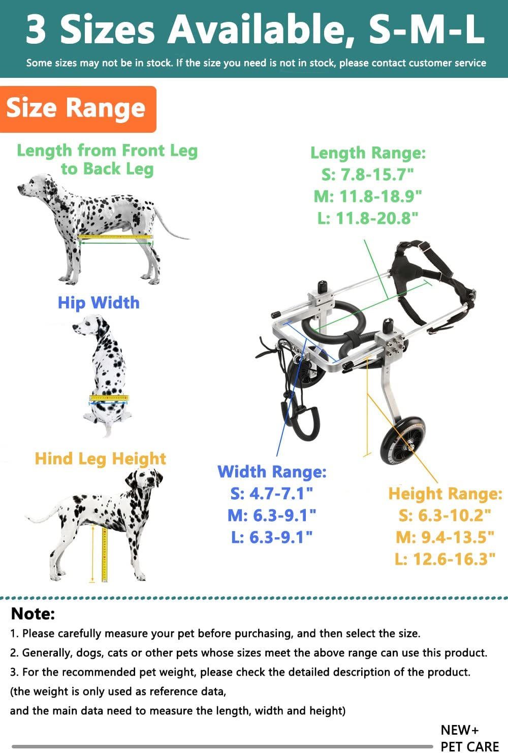 Dog Wheelchair for Back Legs to Make Handicapped Doggie/Puppy Walk Lightweight Aluminum Cart Pet/Dog Wheelchair for Handicapped Dog Walk S