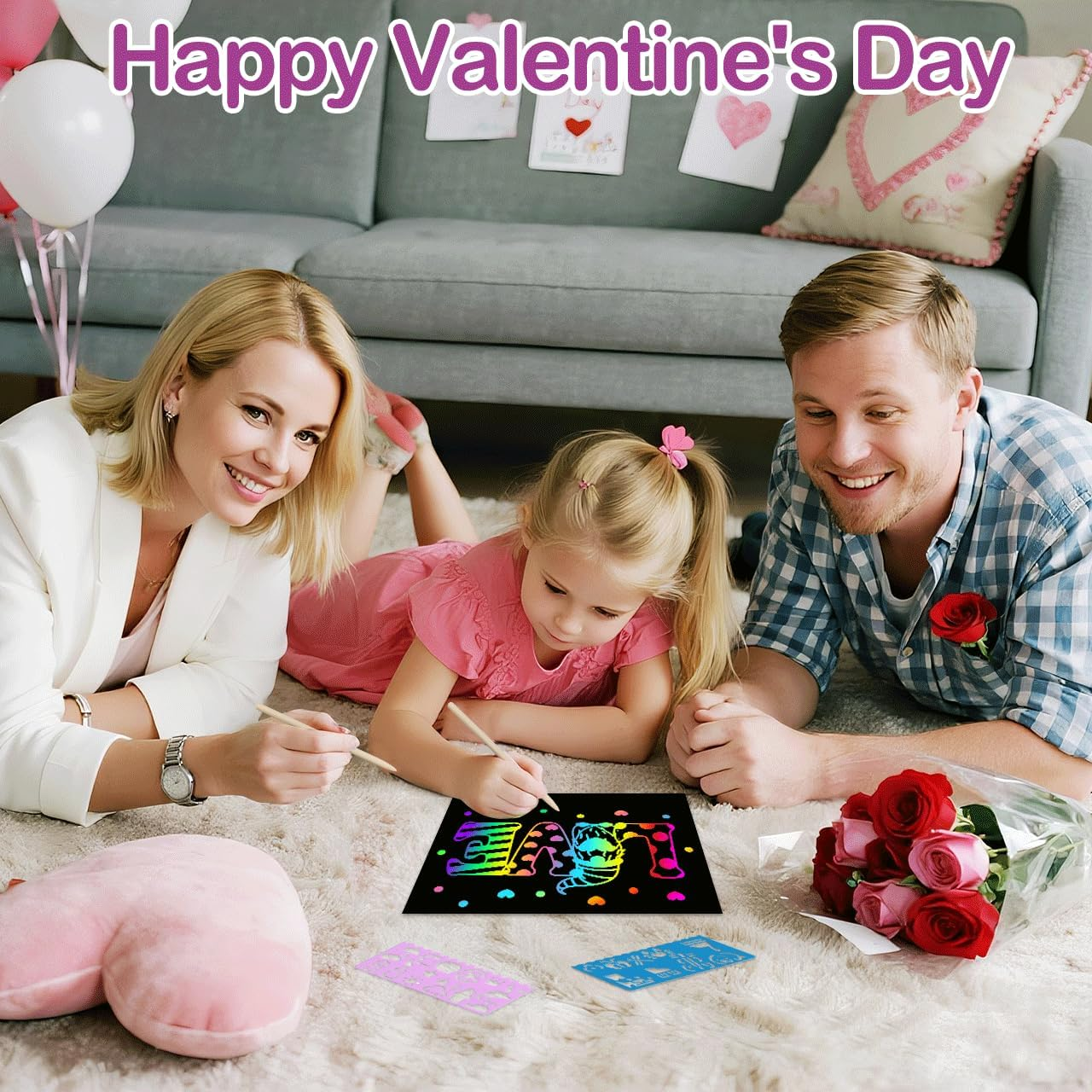 ZMLM Scratch Paper Art Set: 60Pcs Magic Drawing Art Craft Kid Black Scratch off Paper Supply Kit Toddler Preschool Learning Bulk Toy for Age 3 4 5 6 7 8 9 10 Girl Boy Christmas Birthday Party Gift image number 1