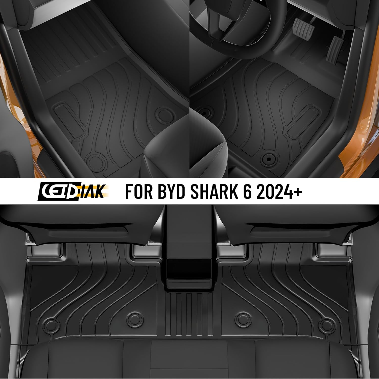 Car Floor Mat Suitable for 2024 BYD Shark 6, Australian Right Hand Drive, 4PCS Waterproof Boot Liner Trunk Mat, Front and Rear 3D TPE Anti-Slip Pads, All Weather Protection Car Mats image number 4