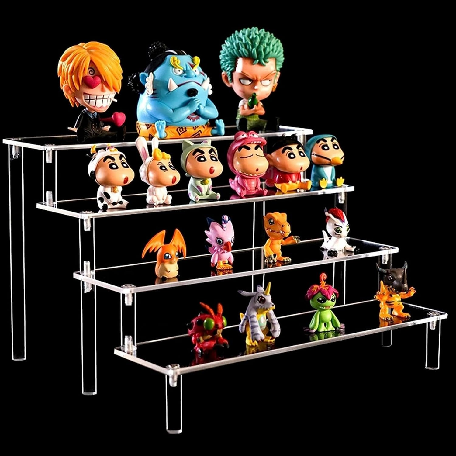 4-Tier Acrylic Riser Shelf Display Stand - Clear Holder for Action Figures, Collectibles, Toys, Cupcakes, Desserts, Jewels, Figurines, Perfume, Makeup, and More image number 4