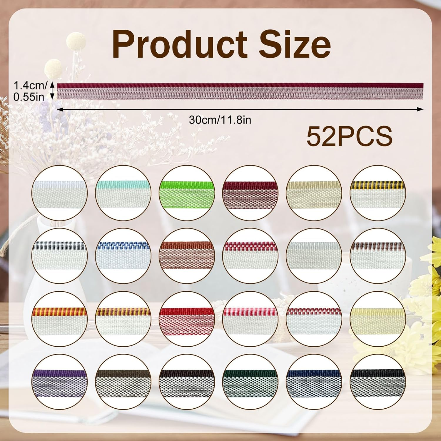 52 Pcs Book Binding Headbands, 26 Colors 11.8 Inches Bookbinding Endbands Book Binding Kit for Beginners, Book Binding Kit Supplies, 0.5 Inch Wide (Colorful) image number 5