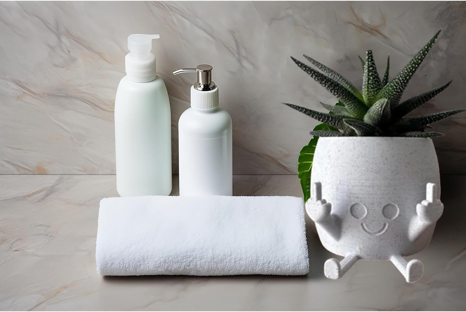 Smiling Plant Pot with Middle Fingers Up, Unique Cute Flower Pots for Succulents Middle Finger, Funny Expression Indoor Plant Pot for Plant Lover image number 2