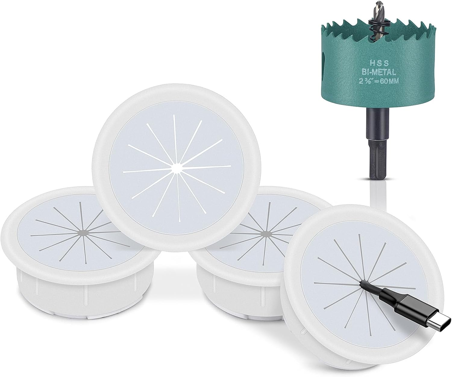 4 Pack TV Cord Hider for Wall Mounted TV - 2.36In (60Mm) Wire Hider Cable Grommet - in Wall Cable Management Kit for Office and Home image number 3