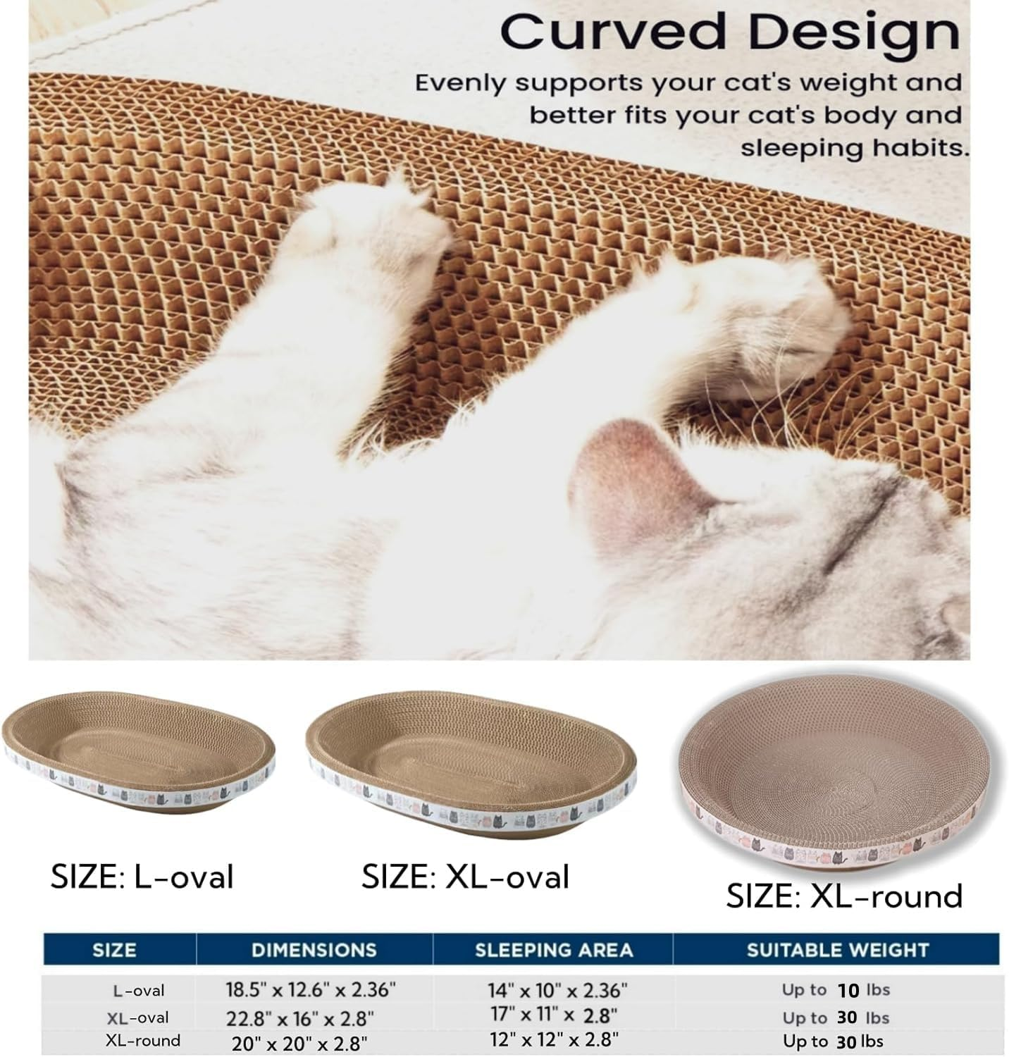 2 Pack Large Cat Scratcher Cardboard, Oval Indoor Cat Scratcher Bed Scratcher Pad Board Lounge Couch Cats Bowl Shaped Cat Scratching Post Nest for Cats Grinding Claw Furniture Protector image number 6