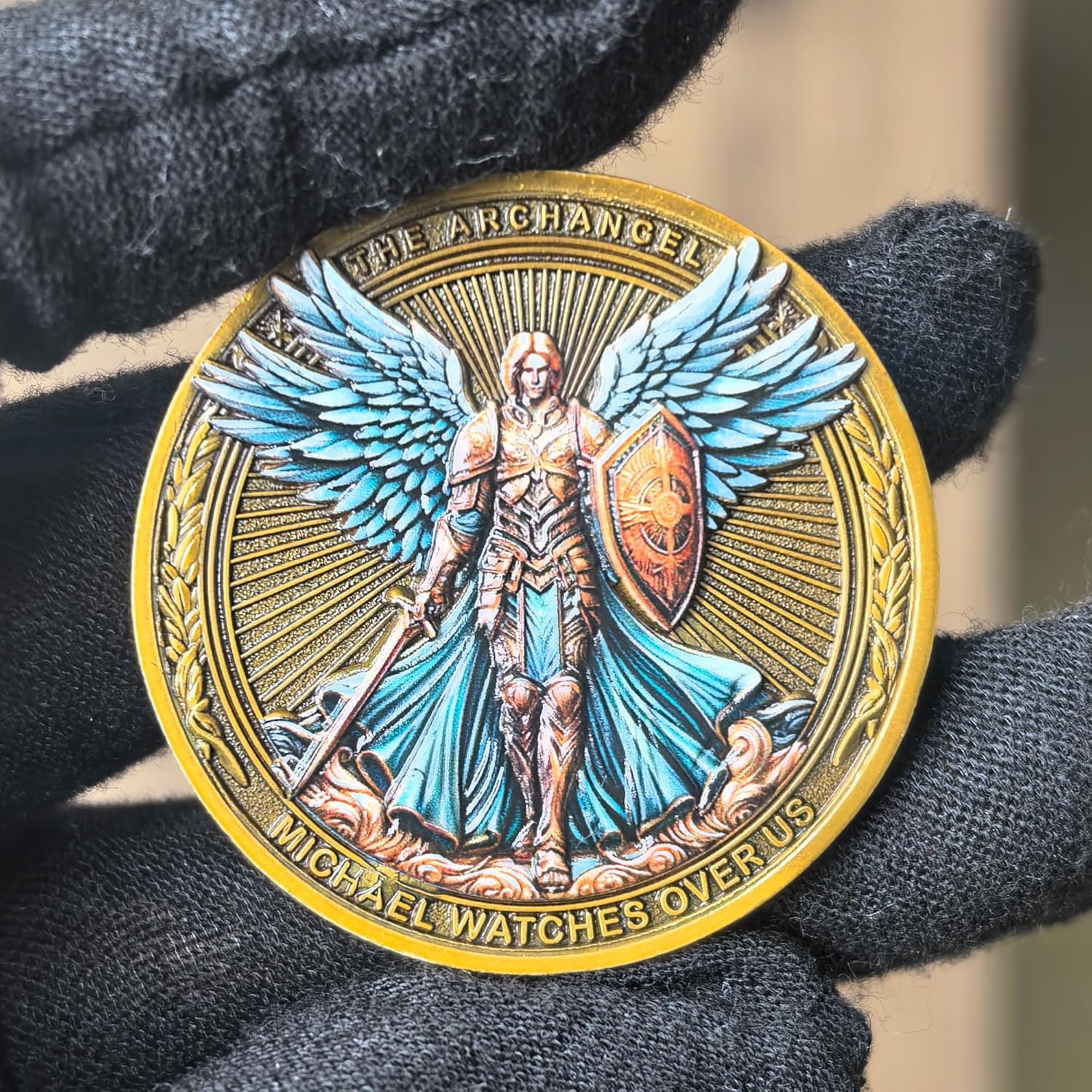 Archangel Michael Protection Challenge Coin for Divine Guidance and Safety Bible Verses Pocket Token image number 1