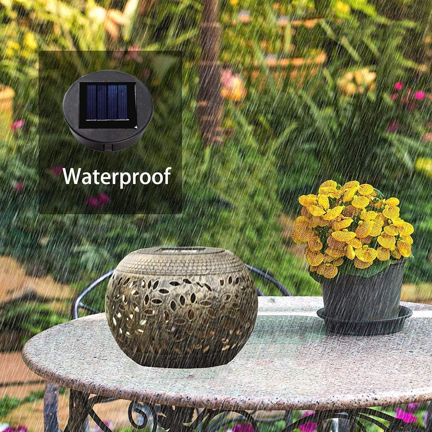 Set of 4 Solar Lights Replacement Top with LED Bulbs Solar Panel Lantern Lid Lights Replacement Top Bulb Replacement Part for Outdoor Hanging Lanterns DIY for LED Solar Lights Garden Decor image number 6