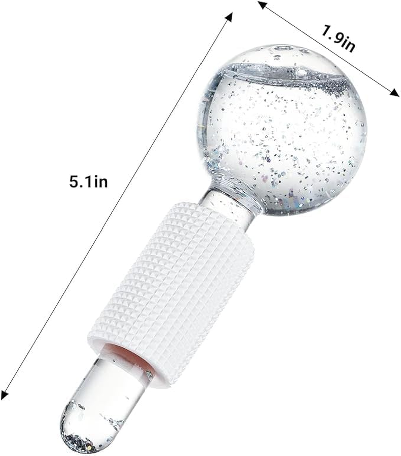 Ice Globes for Face - 2PCS Unbreakable Ice Roller for Face & Eyes, Skin Tightening & Anti-Aging&ndash;Perfect Ice Globes for Reduction of Puffiness & Wrinkles of Face, Neck & Eyes, Glitter White