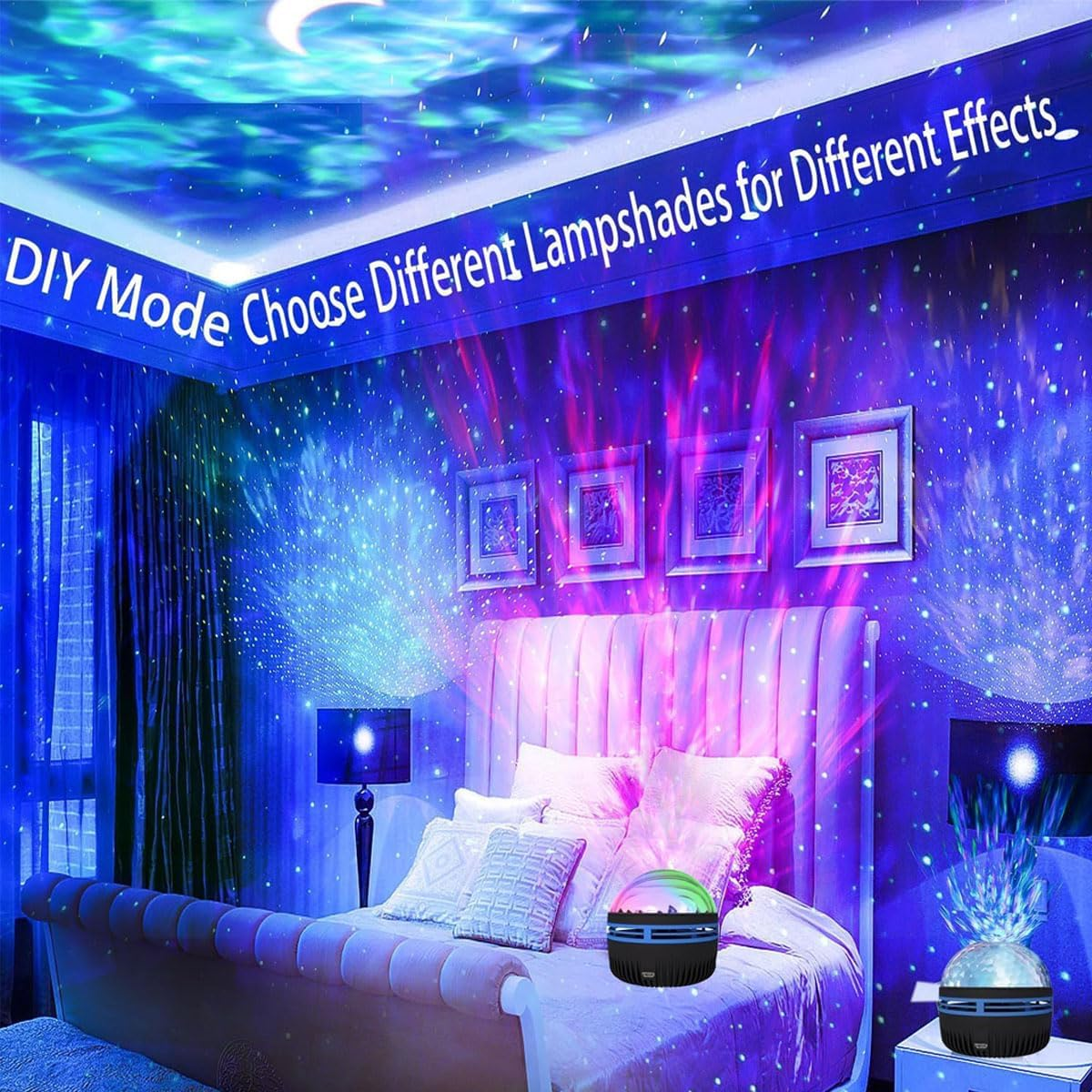 Aurora Dimension Light, Aurora Borealis Light Projector, Blazely Light, 2 in 1 Northern Lights and Ocean Wave Projector with 14 Light Effects, Dual Projection Lampshade (1Pcs Water Ripple) image number 4