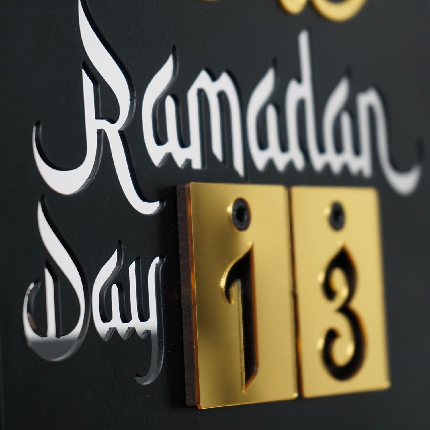 Ramadan Calendar | Days of Ramadan | Countdown to Eid | Good Deeds Calendar | Ramadan Eid Decoration | Present for Muslims | Table Decor | (Gold) image number 1