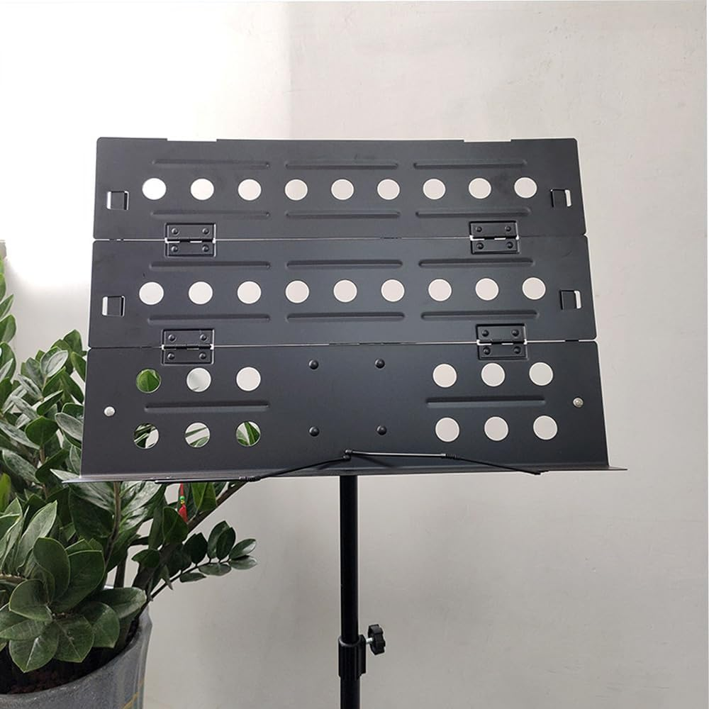Foldable Music Stand, Portable Metal with Carrying Case, Thickened and Stable with Adjustable Height, Suitable for Travel, Band, Instrument Performance, Lyrics Bookshelf, Black. image number 1