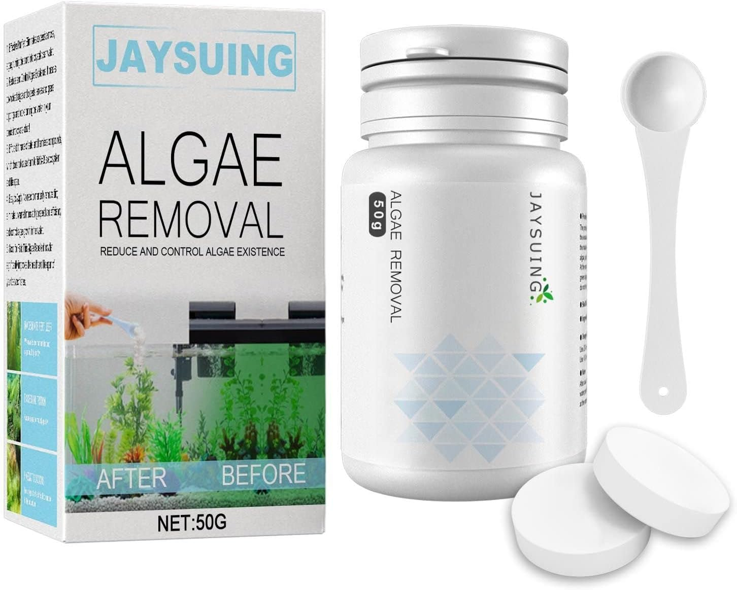 Algal Removal Tablet，Tank Moss Remover Aquarium， Fish Tank Cleaning Agent ，Aquarium Supplies for Fish Tank Algae Removal and Water Purification image number 1
