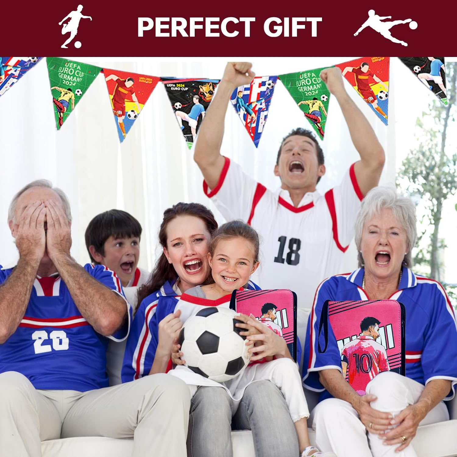 Soccer Card Binder for 400 Cards, 4 Pocket Card Collection Album with 50 Removable Sleeves and Zipper Carrying Handle, Waterproof Sports Trading Card Holder, Portable 3-Ring Soccer Card Folder image number 3