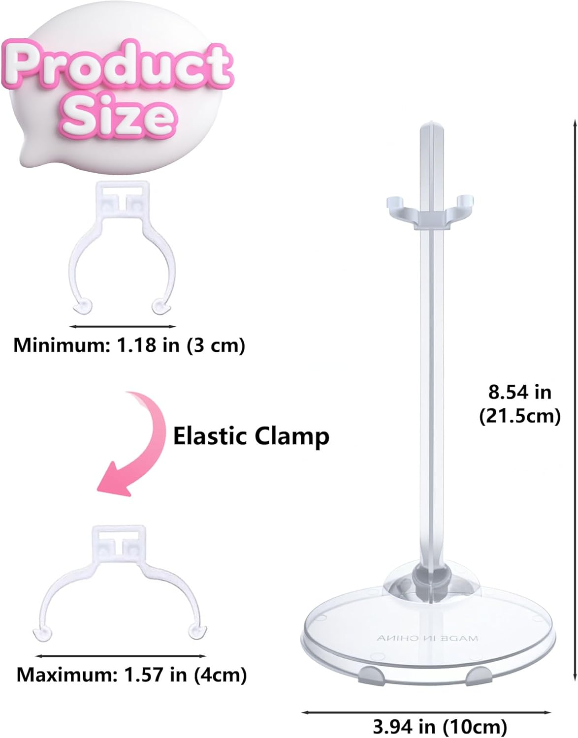 12 Pcs Adjustable Doll Stands - Transparent & Lightweight Display Rack image number 5
