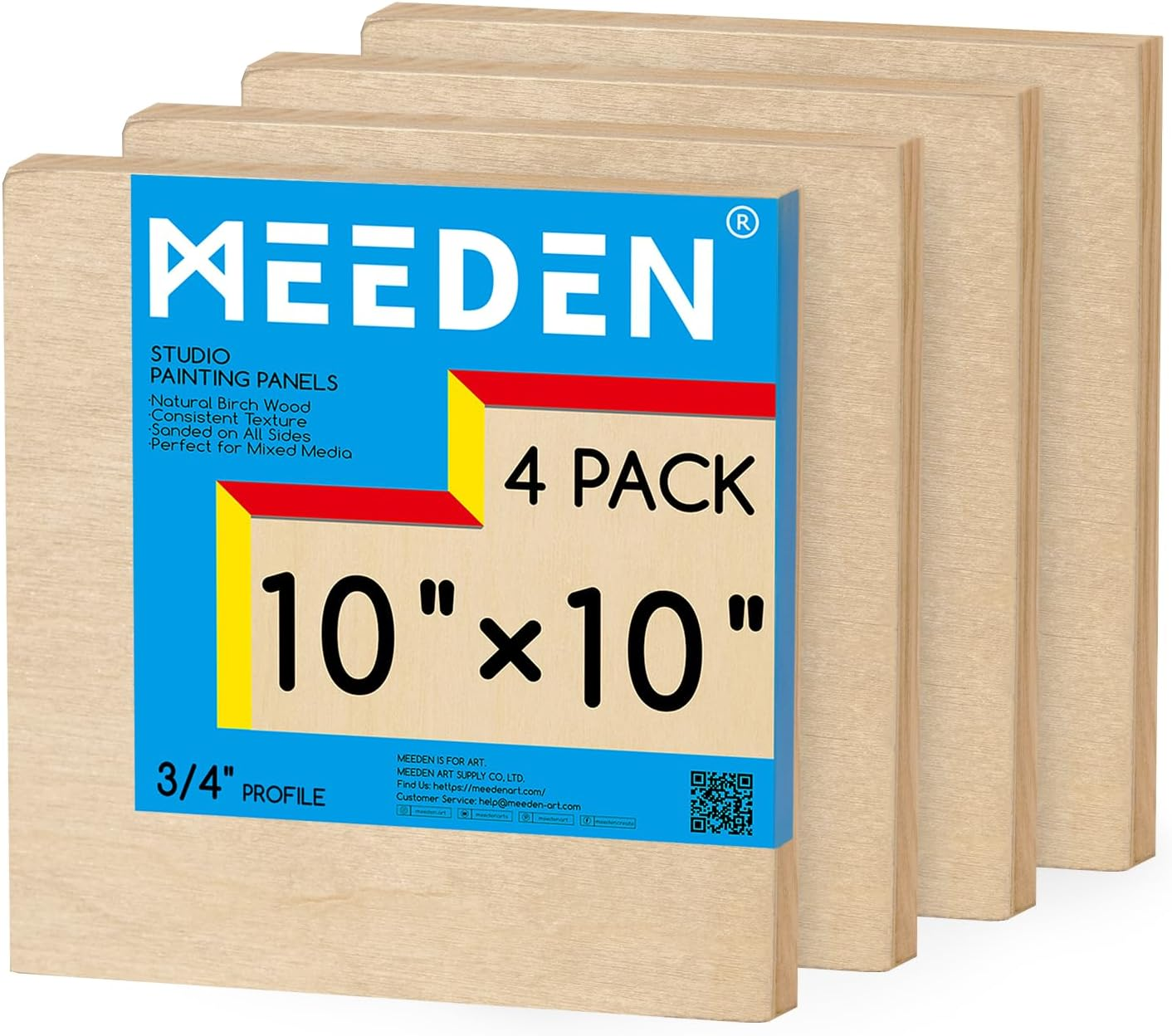 MEEDEN Unfinished Wood Canvas Board: 3/4&rdquo; Deep 10X10&rdquo; Wooden Canvas Panel Pack of 4 - Blank Cradled Wood Art Board for Painting image number 5