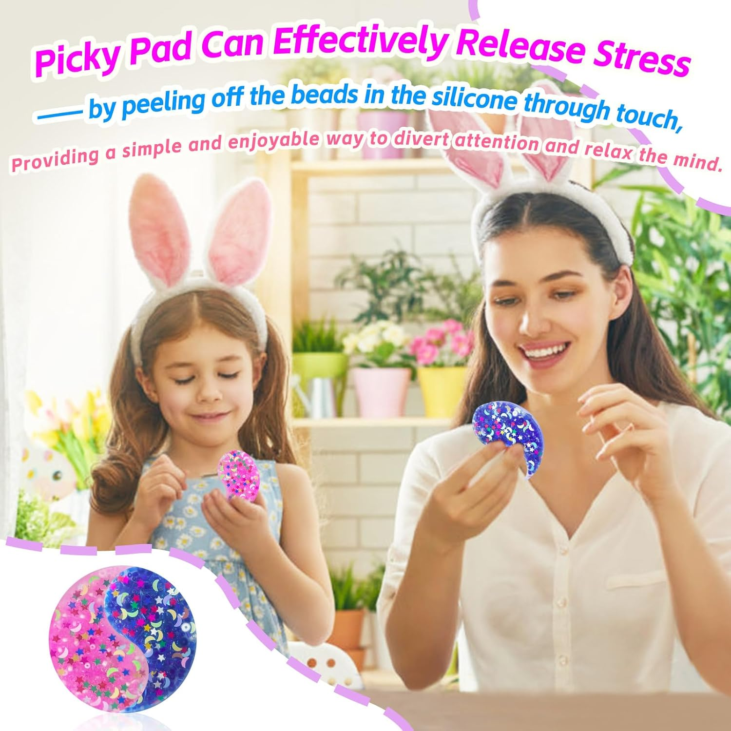 Skin Picky Pad to DIY Bracelet Necklace,Skin Picking Fidget Toys to Relieve Stress Anxiety,Silicone Picky Pad Fidget Toys for Adults Teenager (Yin-Yang) image number 6