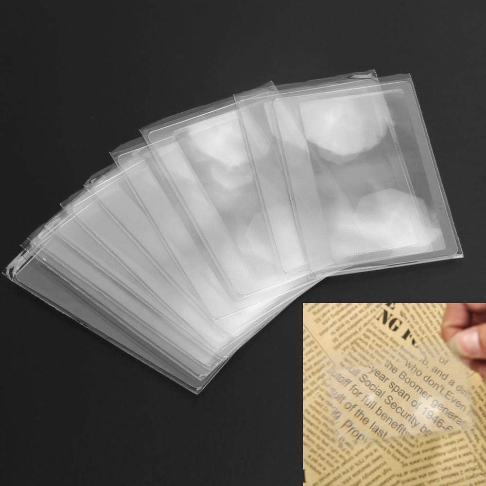 1/10PCS 3X Magnifier Magnification Magnifying Fresnel Lens Pocket Credit Card Size Transparent Magnifying Glass (Size : 10Pcs) image number 5