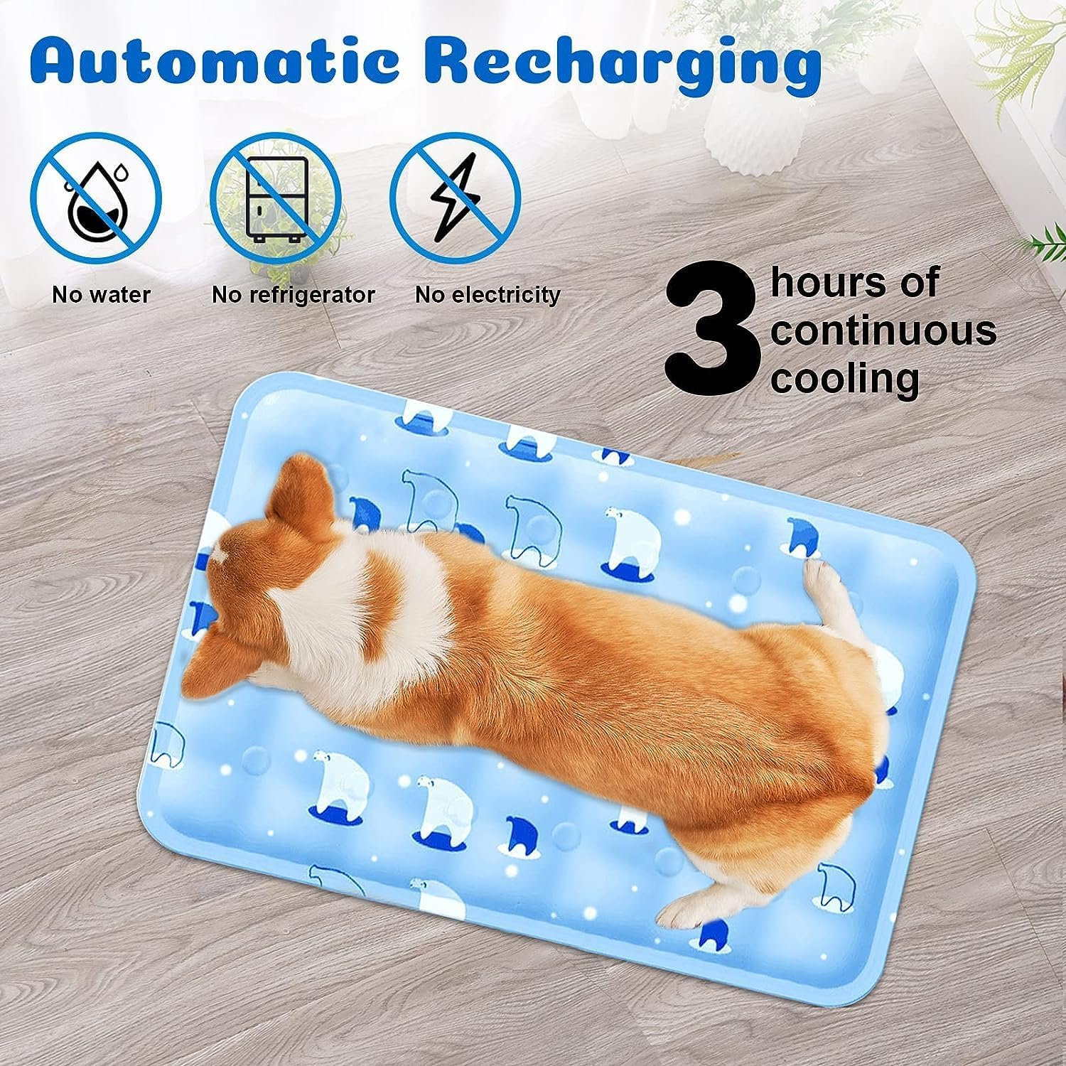 Dog Cooling Mat, Pressure Activated Pet Cooling Mats for Dogs, Dog Cooling Ice Pads with Non-Toxic Gel, Sized for Pets under 77 Lbs, Durable, Scratch-Resistant, Anti-Slip(35.4X 23.6 In) image number 6