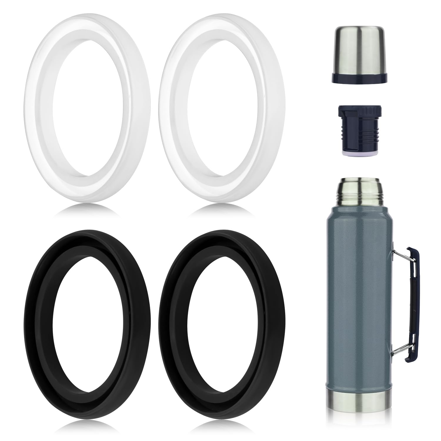 4-Pcs Silicone Replacement Gaskets Classic for Stanley, Sealing O Ring Gasket for Thermos Lid Compatible with Stanley Classic Vacuum Bottle Stopper (Red)