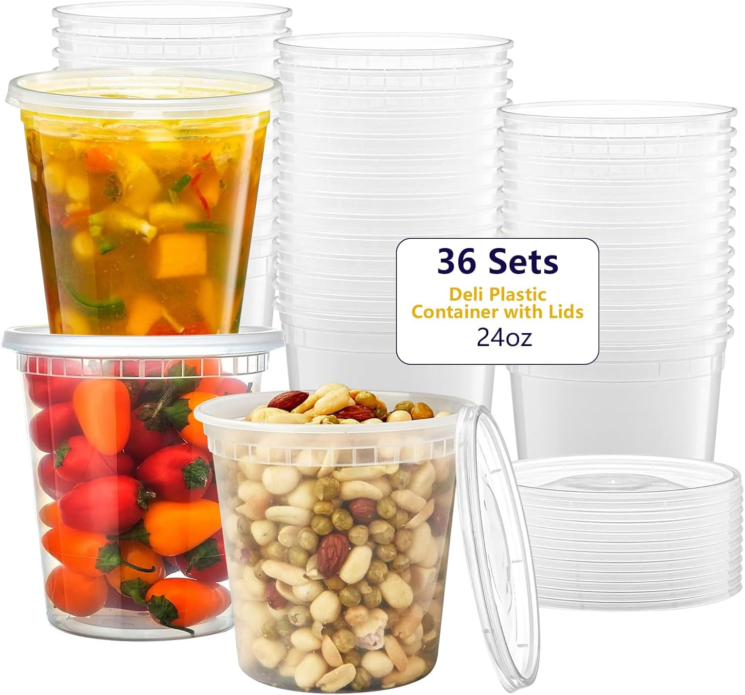 36-Pack 24 Oz Plastic Meal Prep Containers with Lids - Premium Quality, Leakproof, and Freezer Safe, Reusable or Disposable - Ideal for Soups, Sauces, and Bulk Cooking - Bpa-Free and Microwave Safe image number 4