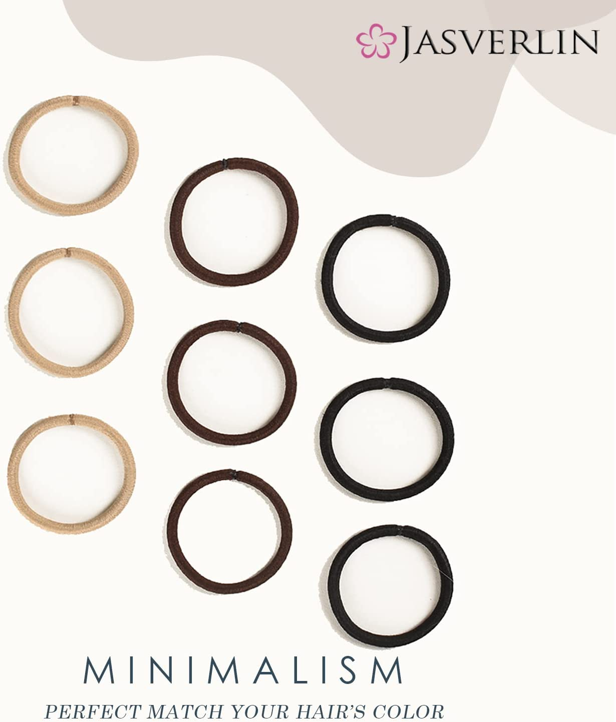 Black Thick Hair Ties - 5Mm Thickness Elastics Ponytail Holders for Women Girls Curly Texture Rubber Bands Durable Stretchy Nylon Hairties for Braids 48 Count image number 6