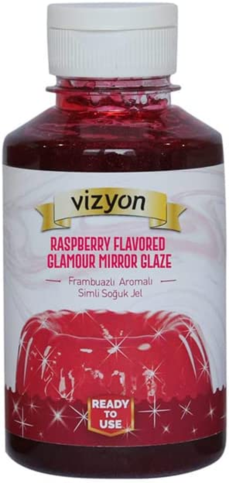 Vizyon Ready to Use Glamour Mirror Glaze 500 G, Raspberry image number 1