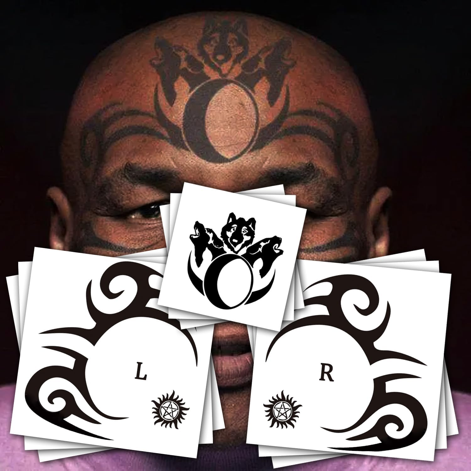 6 Sheets Temporary Tribal Face Tattoo, Waterproof Temporary Tattoos Halloween Tattoo Sticker for Men Women Tattoos