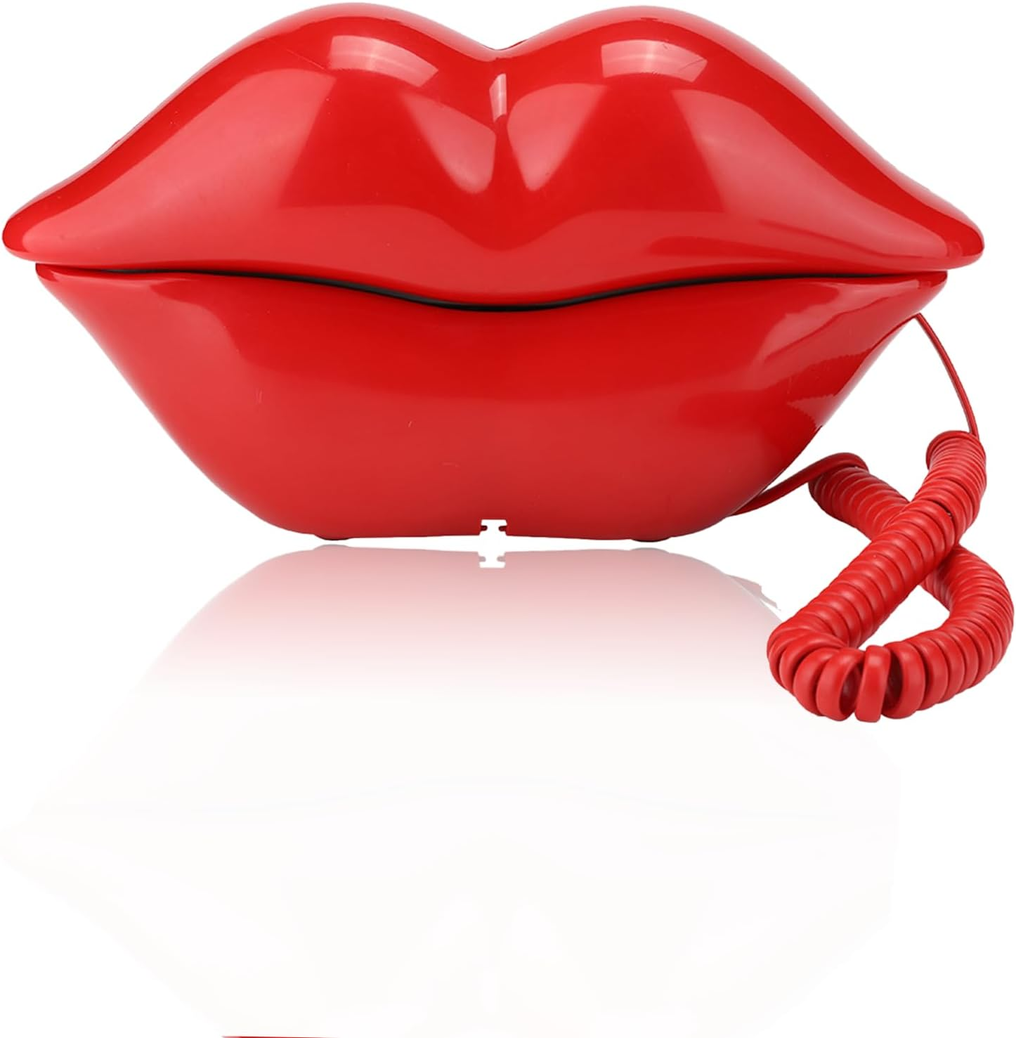 Funny Lip Telephone, Rose Red Mouth Corded Landline with Number Storage Function, Desktop Fixed Telephone for Office Home Decoration, Ideal Gift