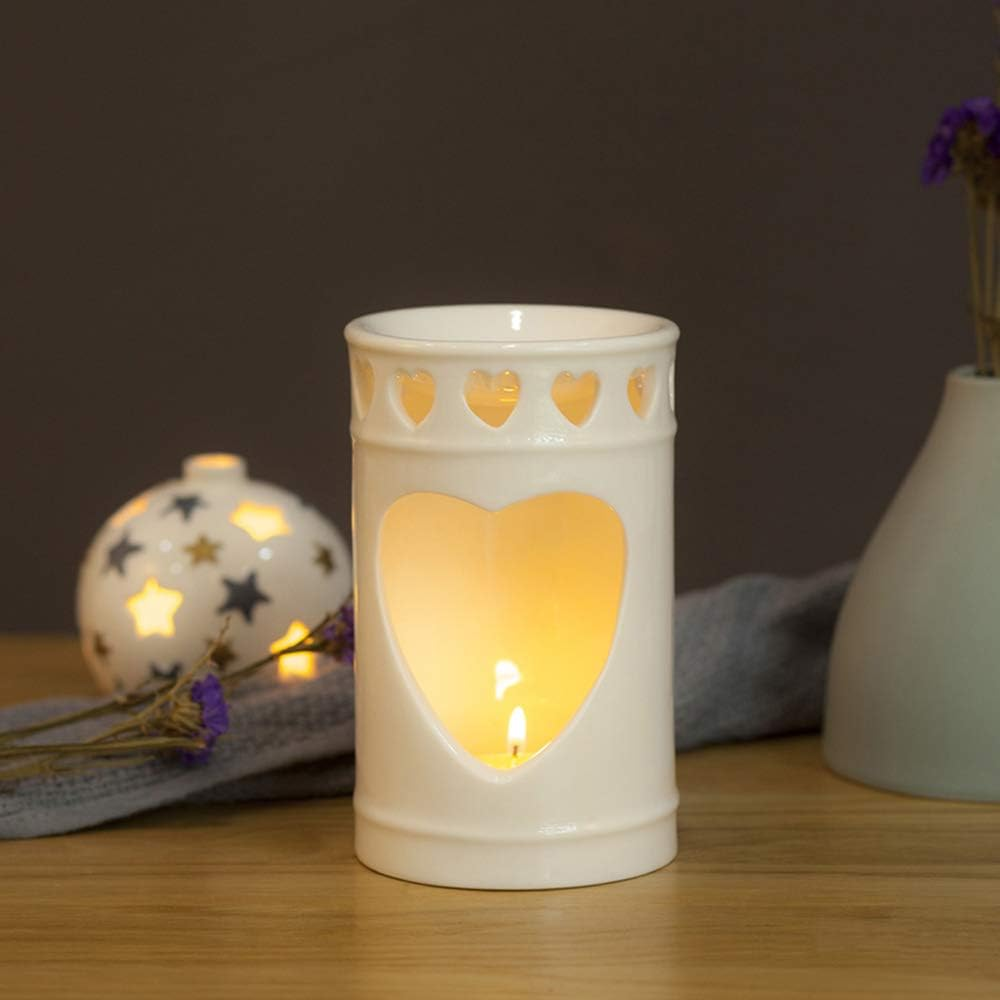 Scented Candle Fragrance Melter Tea Light Holder,Ceramic Tealight Candle Holder Oil Burner, Essential Oil Incense Aroma Diffuser Furnace Home Decoration Romantic