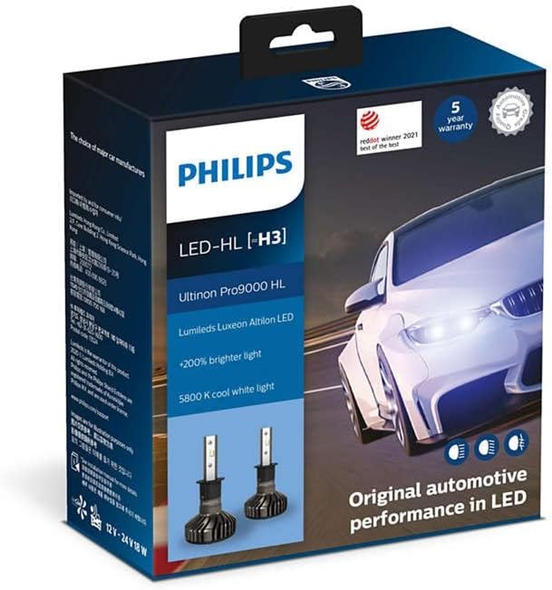 Philips LED H3 11336 U90CW Ultinon Pro9000 Headlight Bulb with Lumileds Automotive LED image number 1