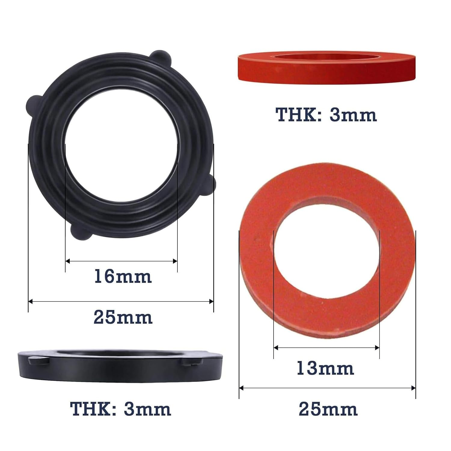 100Pcs Garden Hose Washer Rubber, Heavy Duty Rubber Washer Fit All Standard 3/4 Inch Garden Hose and Water Faucet Fittings (Black) - Red image number 2