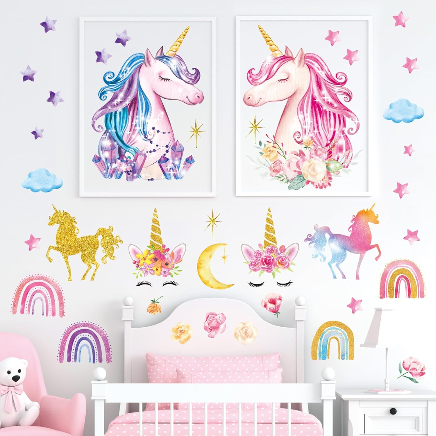 DECOWALL Unicorn Wall Stickers &ndash; Rainbow & Unicorn Wall Decals with Motivational Quotes for Kids Bedroom Nursery & Playroom Decor (DS8-8049) image number 4