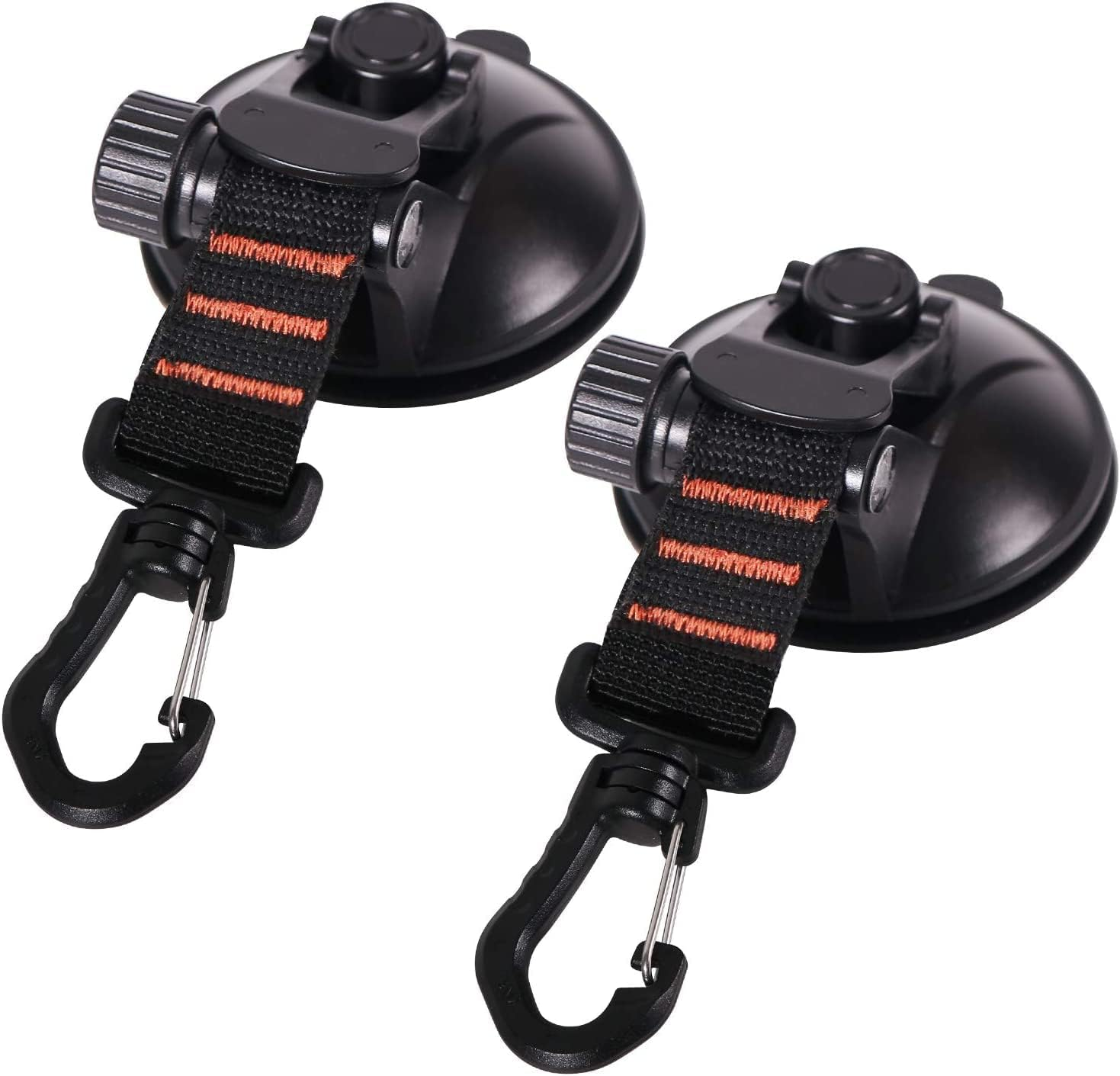 Heavy Duty Suction Cups,New 2 Pcs with Rotatable Hooks Tie down Suction Cup Camping Tarp Accessory with Viscous Silicone Strong Power for Car Awning Boat Camping Trap