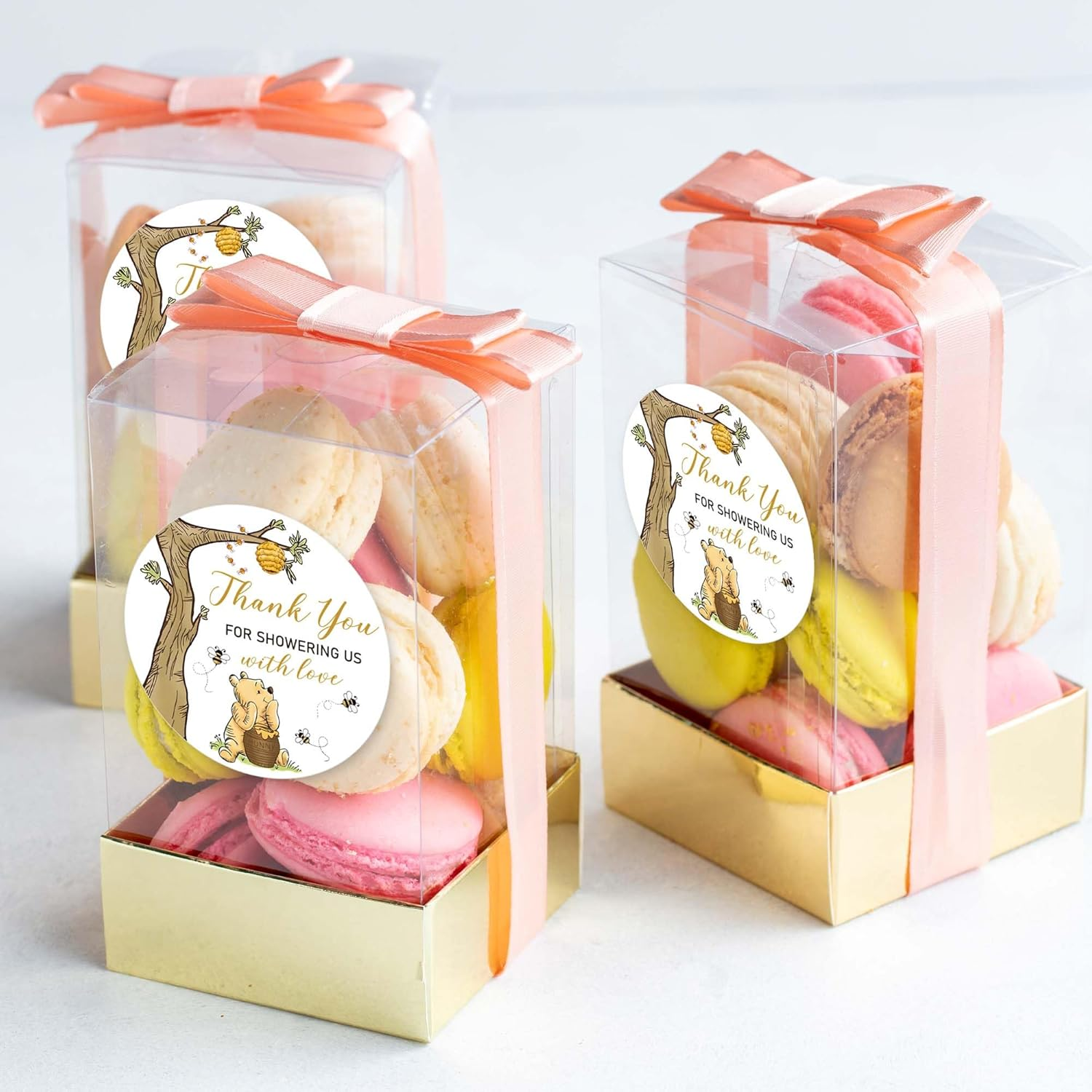2 Inch 84Pcs Cute Thank You for Celebrating with Us Stickers Winnie Bear Baby Shower Party Decorations, Classic Pooh Thank You Stickers image number 3