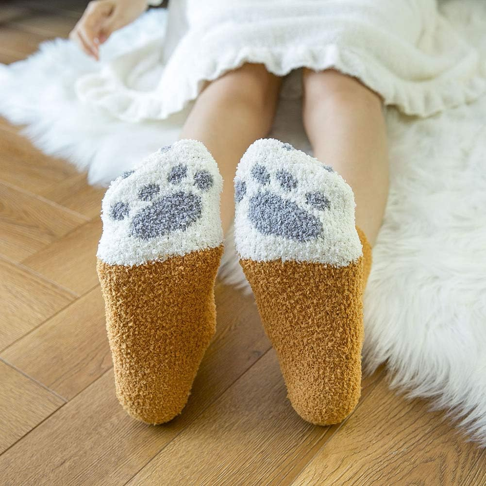 Plush Slipper Socks Women - Colorful Warm Crew Socks Cozy Soft 6 Pairs for Winter Indoor image number 3