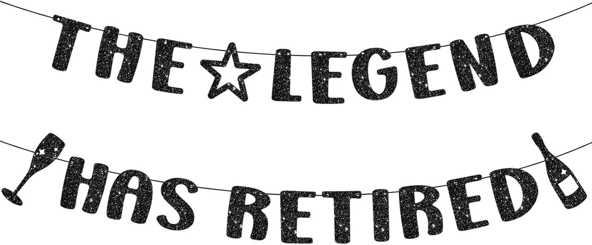 The Legend Has Retired Banner, Glitter Retirement Party Banner Retirement Garland Retirement Decorations Supplies Gifts for Men & Women (Golden)
