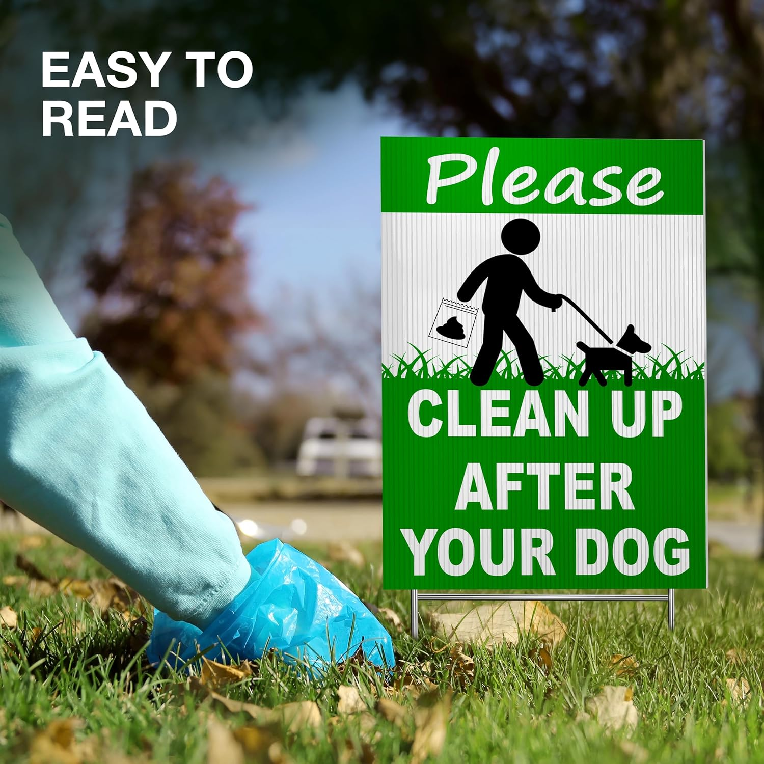 2 Pcs Clean up after Your Dog Signs - DOUBLE SIDED 8" X 12" No Dog Poop Signs for Yard Plastic - Curb Your Dog Sign - Pick up after Your Dog Sign - No Dog Poop Signs for Yard - Dog Signs No Pooping image number 4