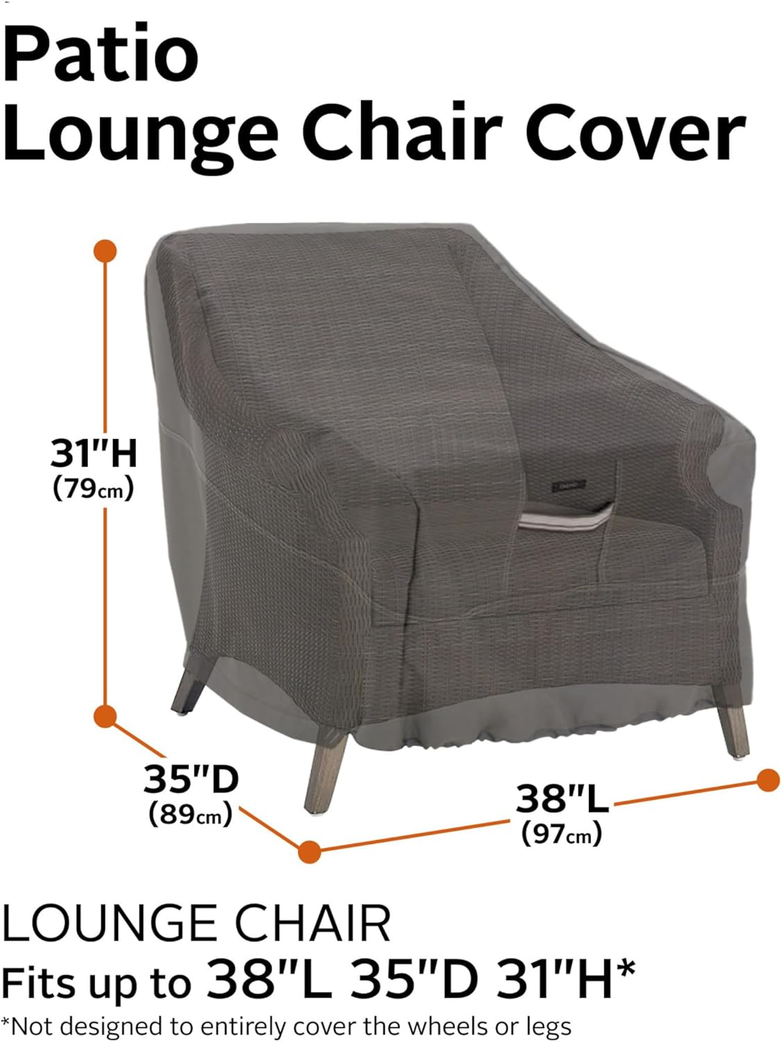 Classic Accessories Ravenna Water-Resistant 38 Inch Patio Lounge Chair Cover, Patio Furniture Covers image number 1
