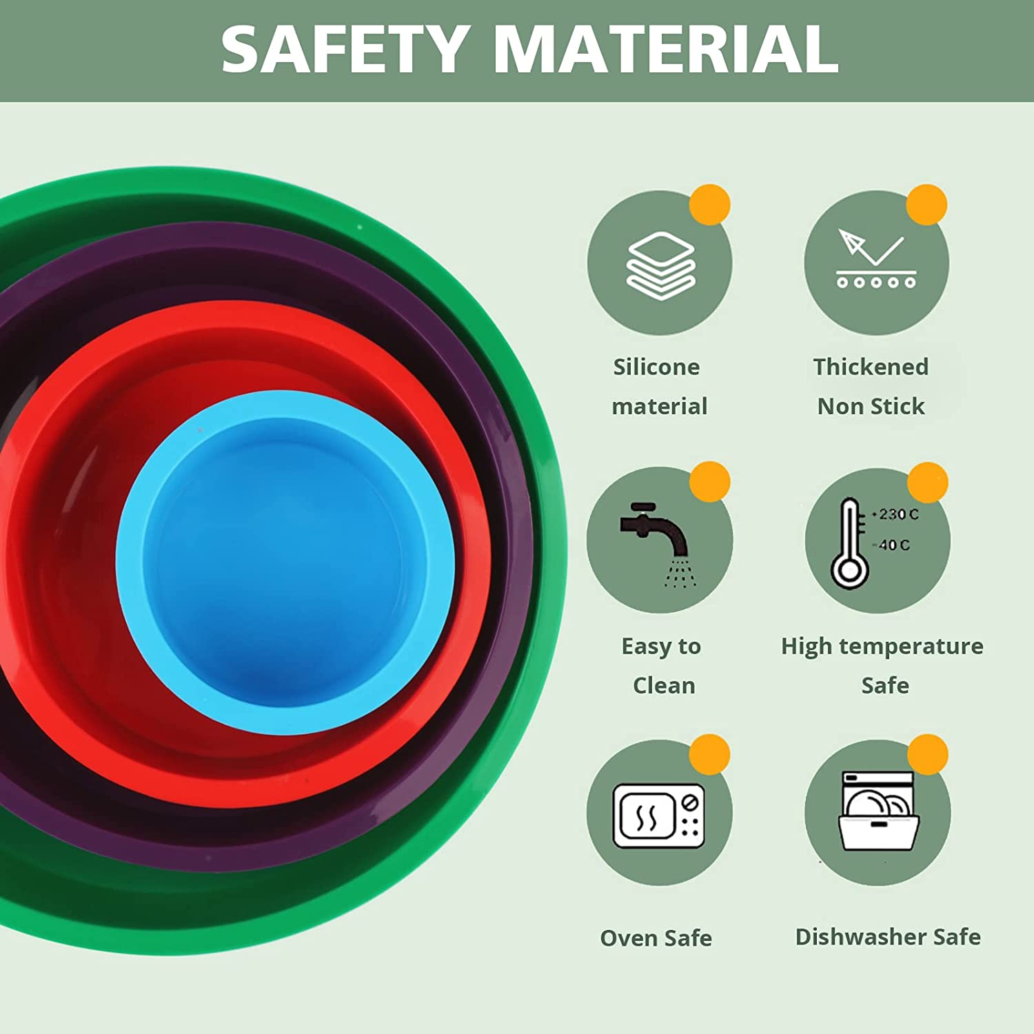 Silicone round Cake Pans Set, 4 Pcs (4"/6"/8"/10") Extra Thick Nonstick Leakproof round Deep Cheesecake Pans, Layer Baking Pans Cake Tins Set for Birthday Wedding Tier Cake image number 2