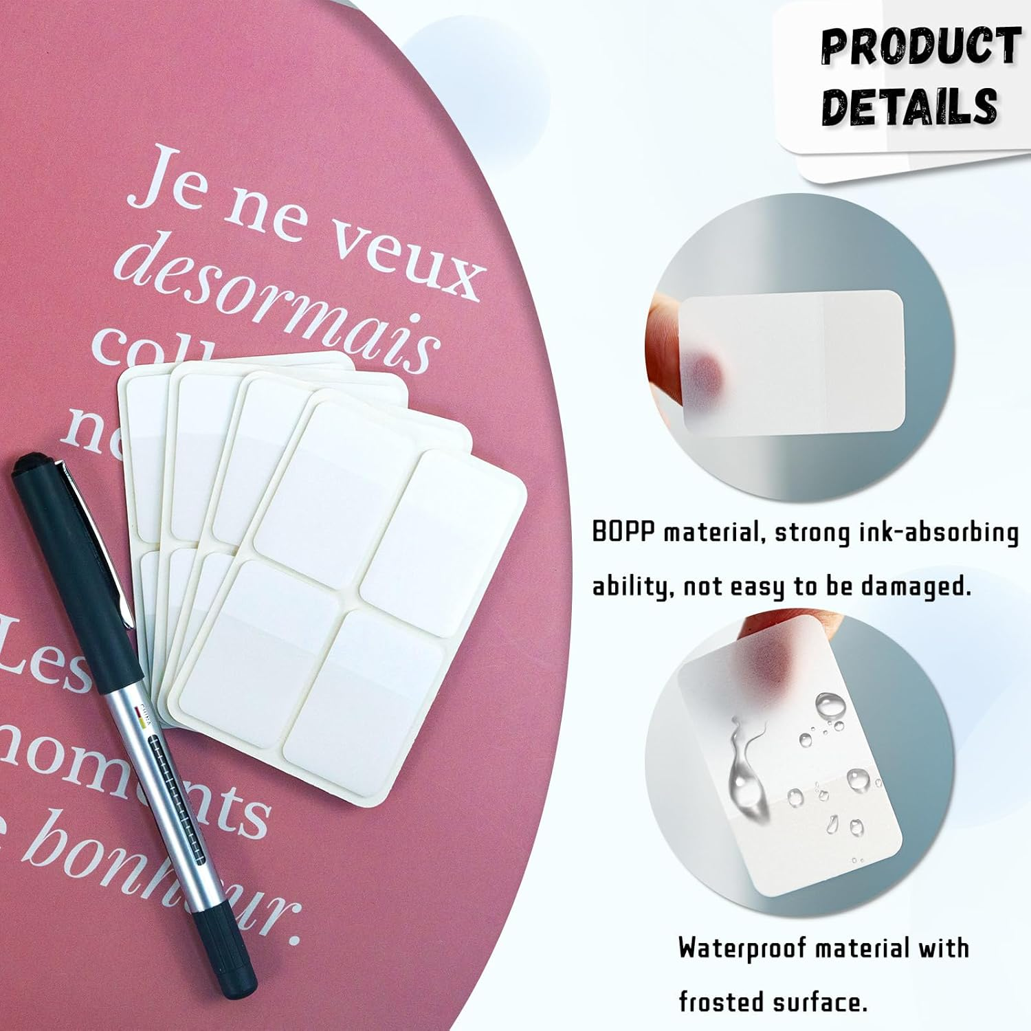 640 Pieces Sticky Index Tabs, 1.5 X 1 Inch Index Tabs Page Repositionable and Writable Book Sticky Tabs Page Tabs Index Tabs for Binder, Book, Paper, Note, Filer Folder, Document (White) image number 3