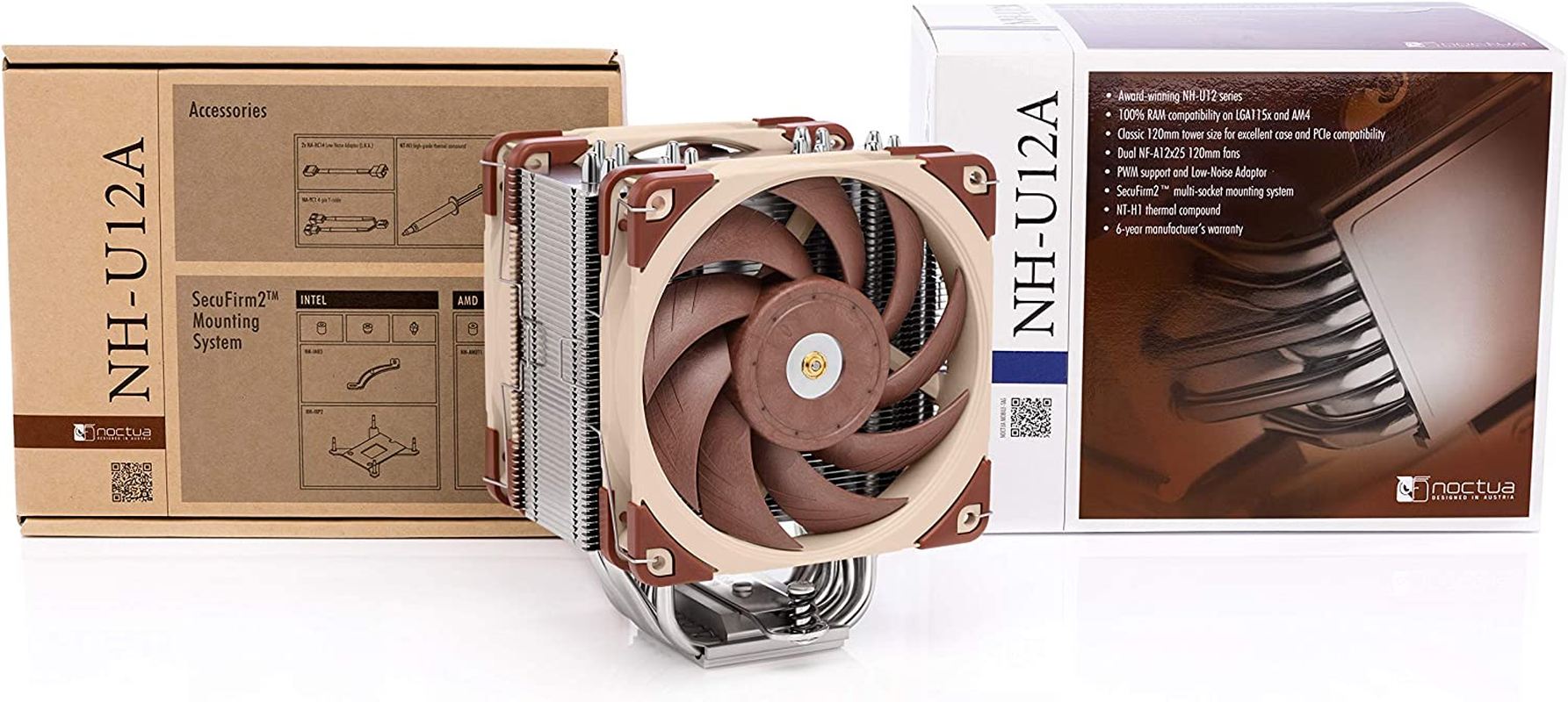 Noctua NH-U12A, Premium CPU Cooler with High-Performance Quiet Nf-A12X25 PWM Fans (120Mm, Brown) image number 3